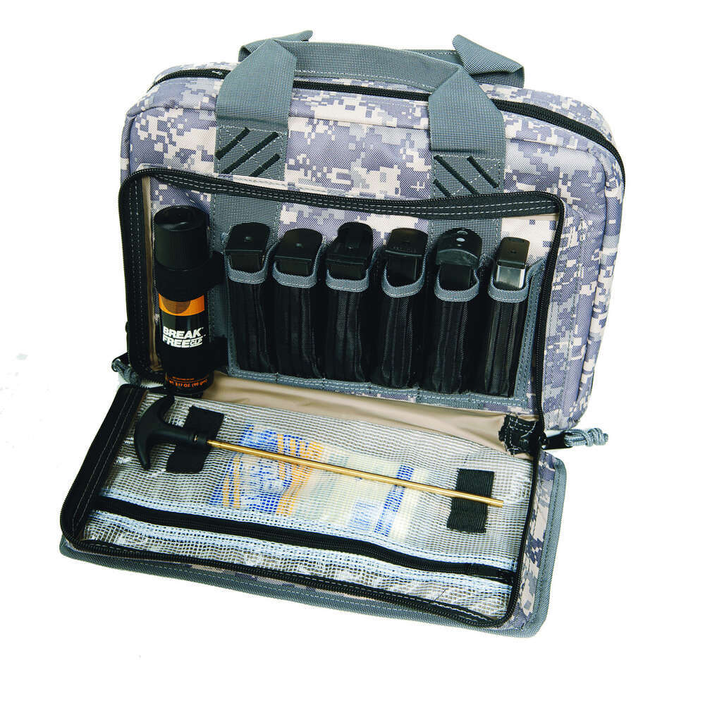 Soft Gun Cases G Outdoors Inc. Ready Series Quad Pistol Range Bag w/mag storage & dump cups Fall Digital • Model: Ready Series